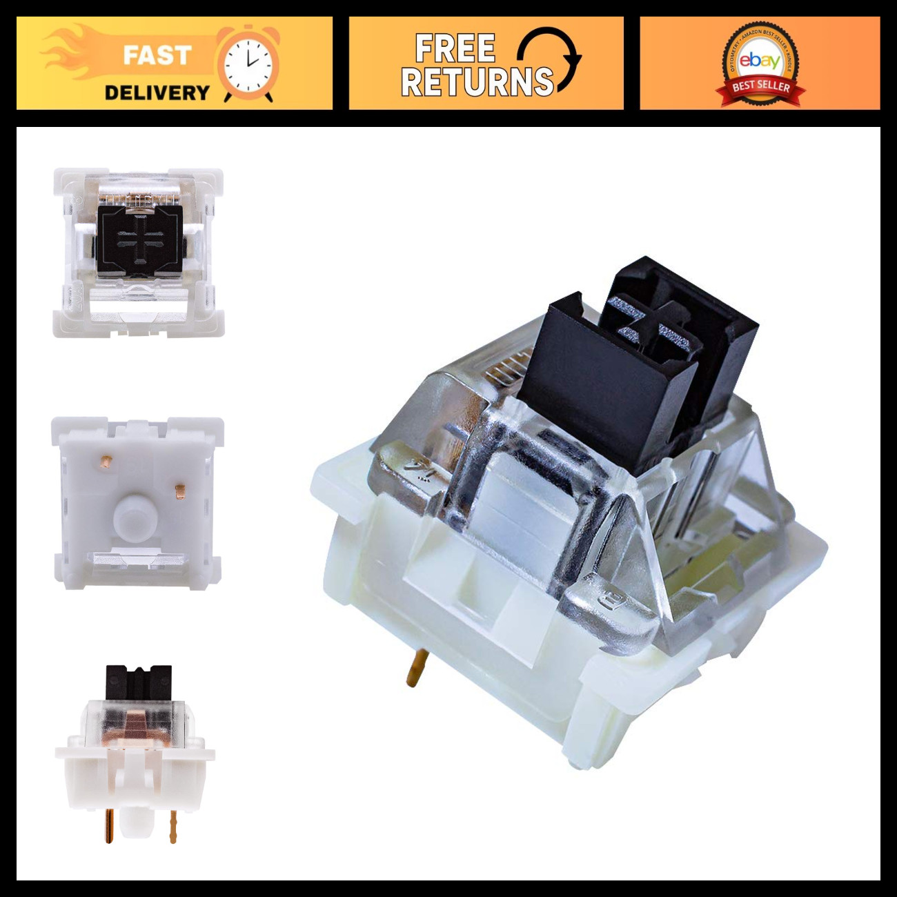 32 Black 3-Pin Linear Heavy 65gf Dustproof Key Switches for Mechanical Keyboard