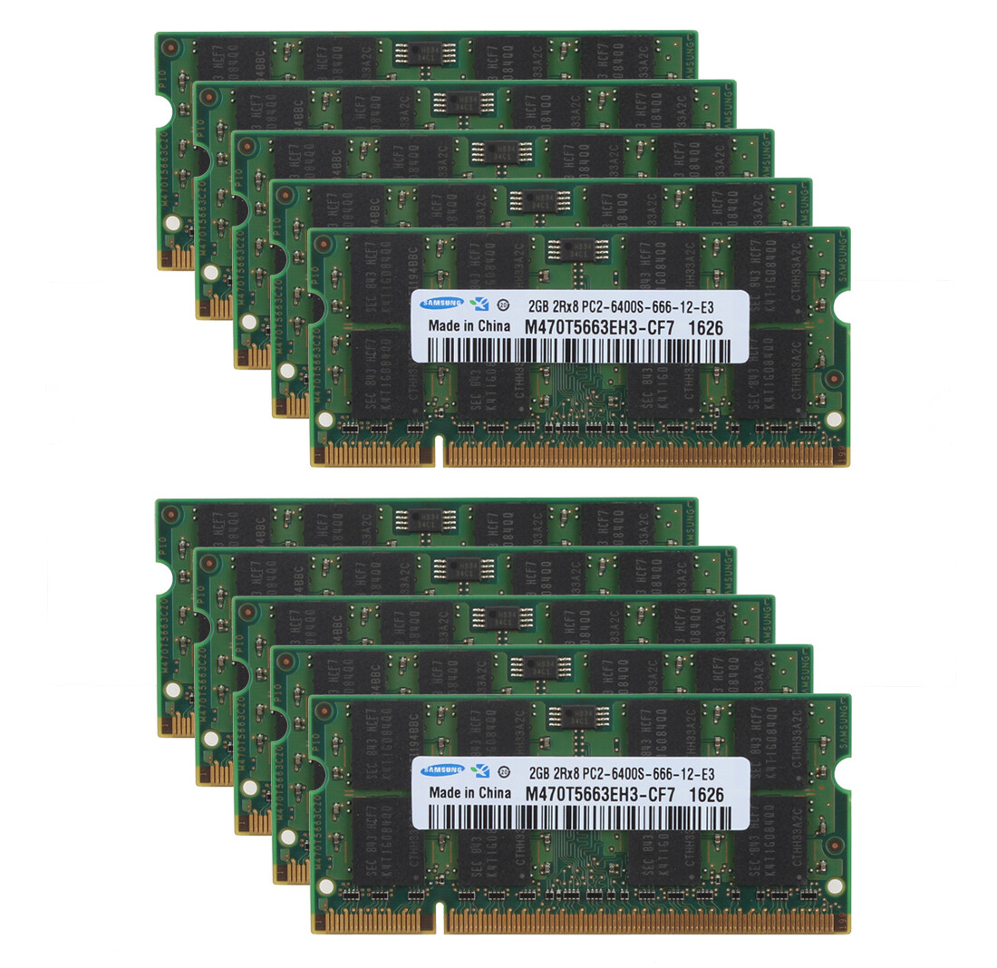 10pcs For Samsung 2GB 2Rx8 PC2-6400 DDR2 800Mhz 200pin SODIMM Laptop Memory RAM
