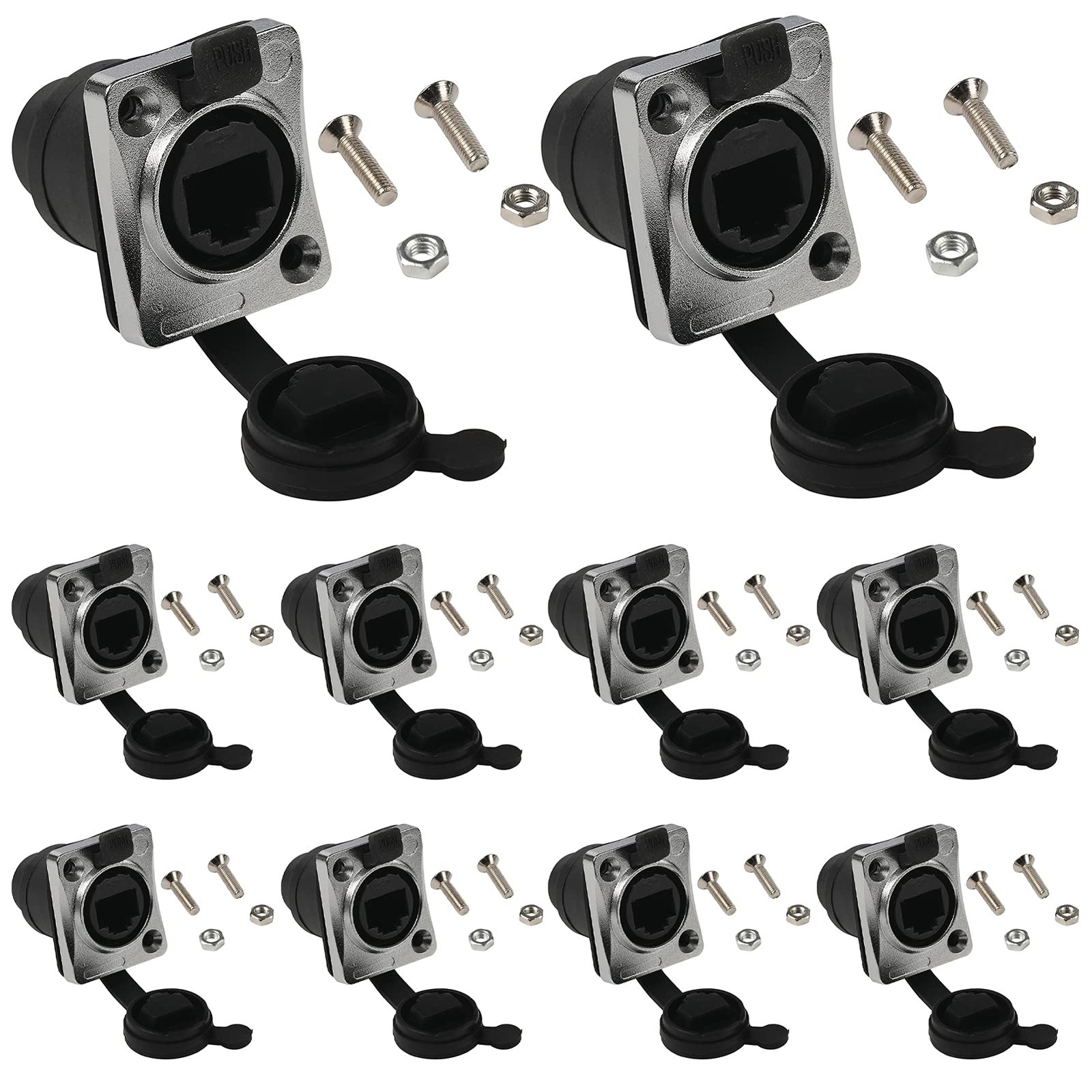 10PCS Panel Mount RJ45 Cat6 Ethernet Female to Female Connector