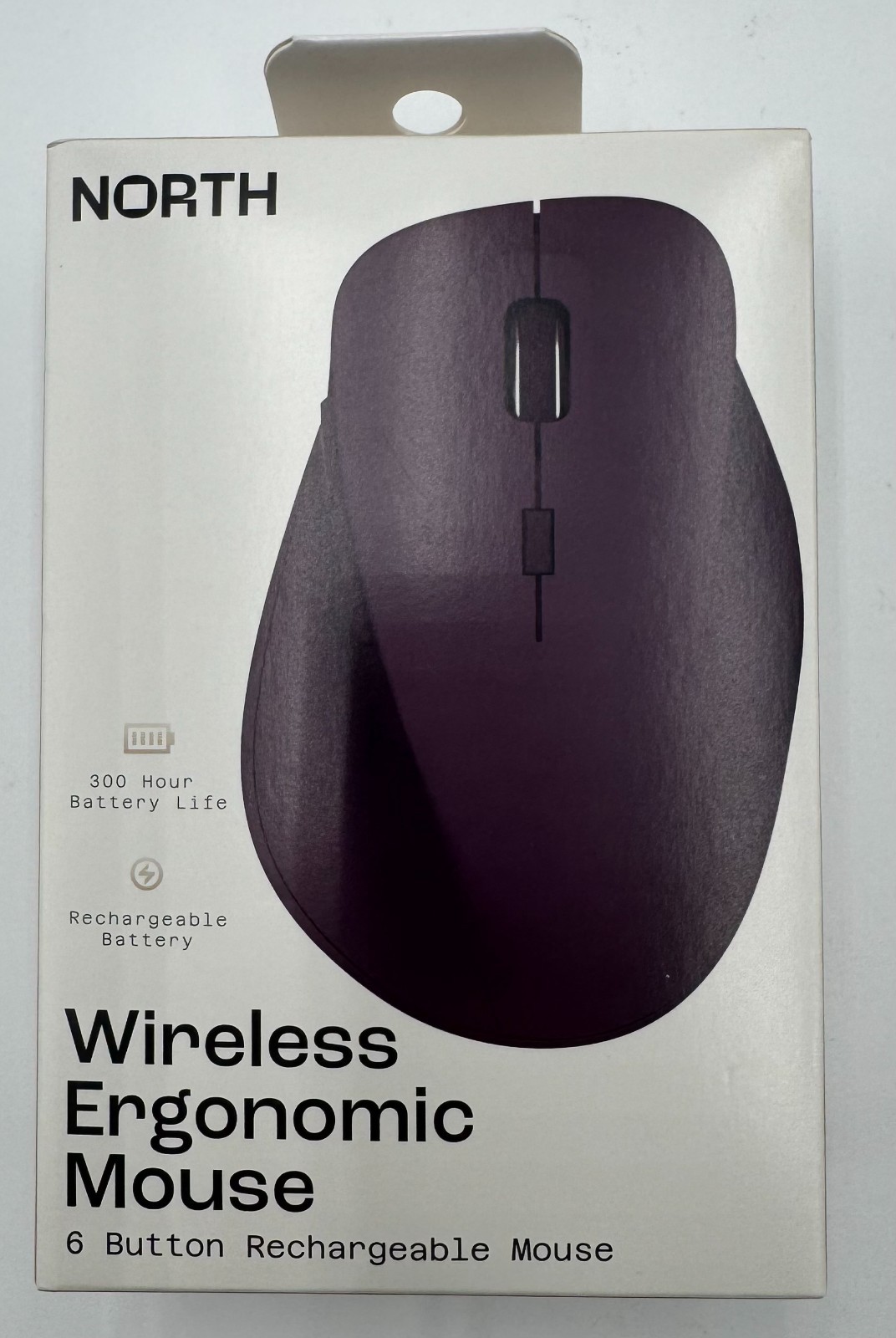 NORTH Wireless Ergonomic Mouse NEW 6 Button Rechargeable 300 Hr Battery Purple