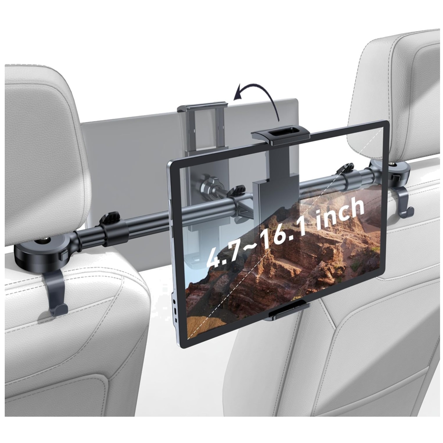 Car Headrest Tablet Holder for iPad: Front & Rear Flip Mount