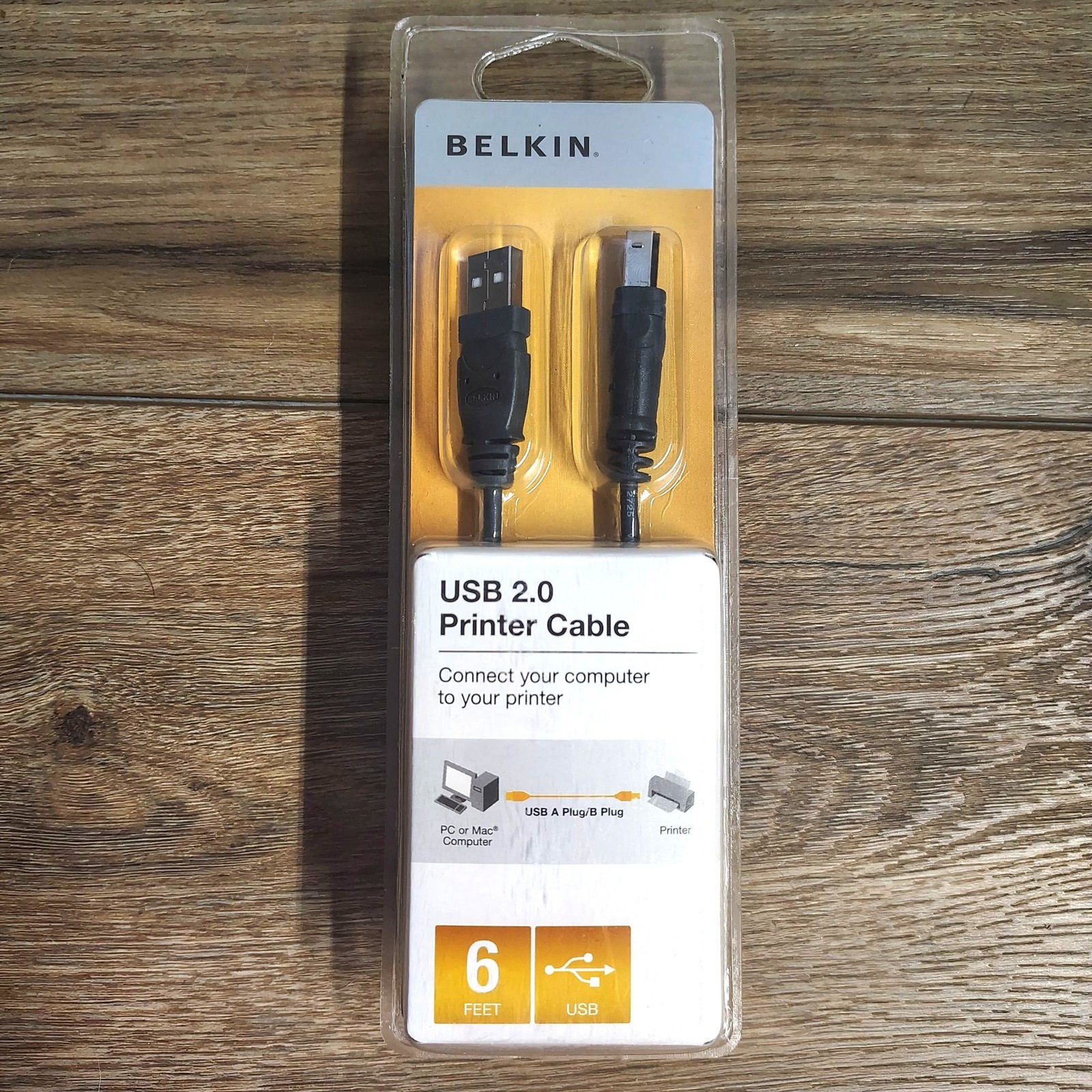 Belkin USB 2.0 Printer Cable 6 Ft PC & Mac Computers A Plug/B Plug NEW SEALED