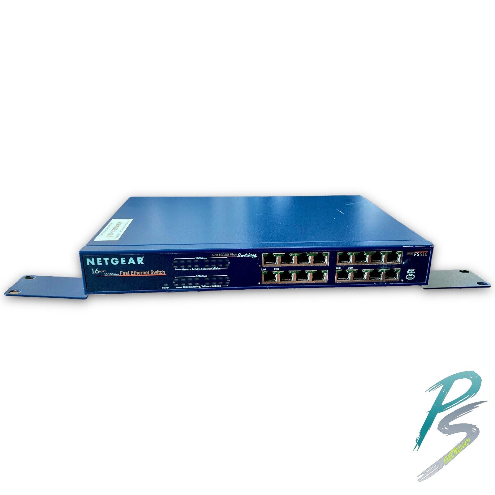 NETGEAR FS516 16-Port Fast Ethernet Switch 10/100 + Rack Ears Auto Uplink