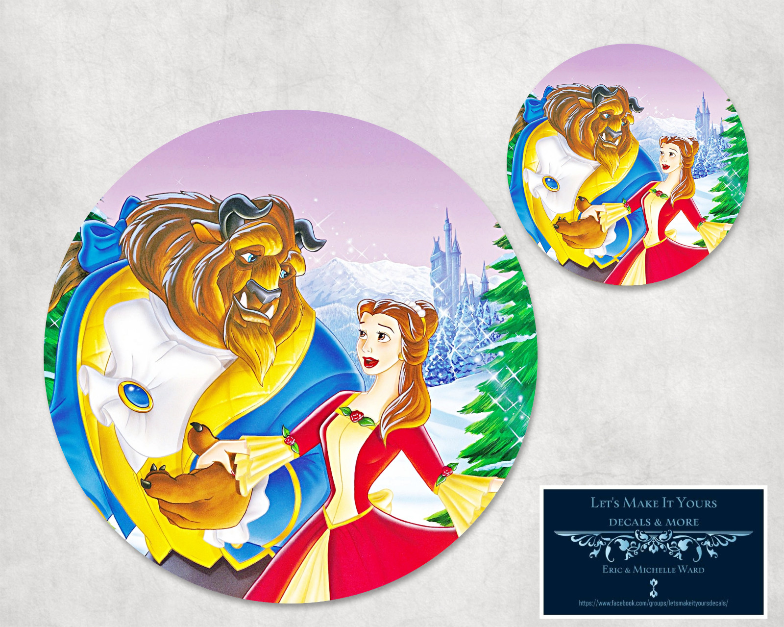 BEAUTY & THE BEAST WINTER HOLIDAY - MOUSEPAD & COASTER 2 PIECE OFFICE GIFT SET