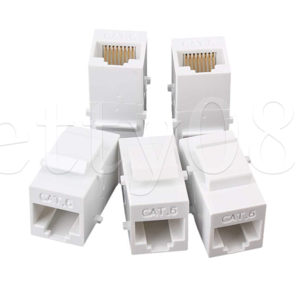 5x Cat6 Inline RJ45 Keystone Wall Coupler Jack Adapter for Audio Video