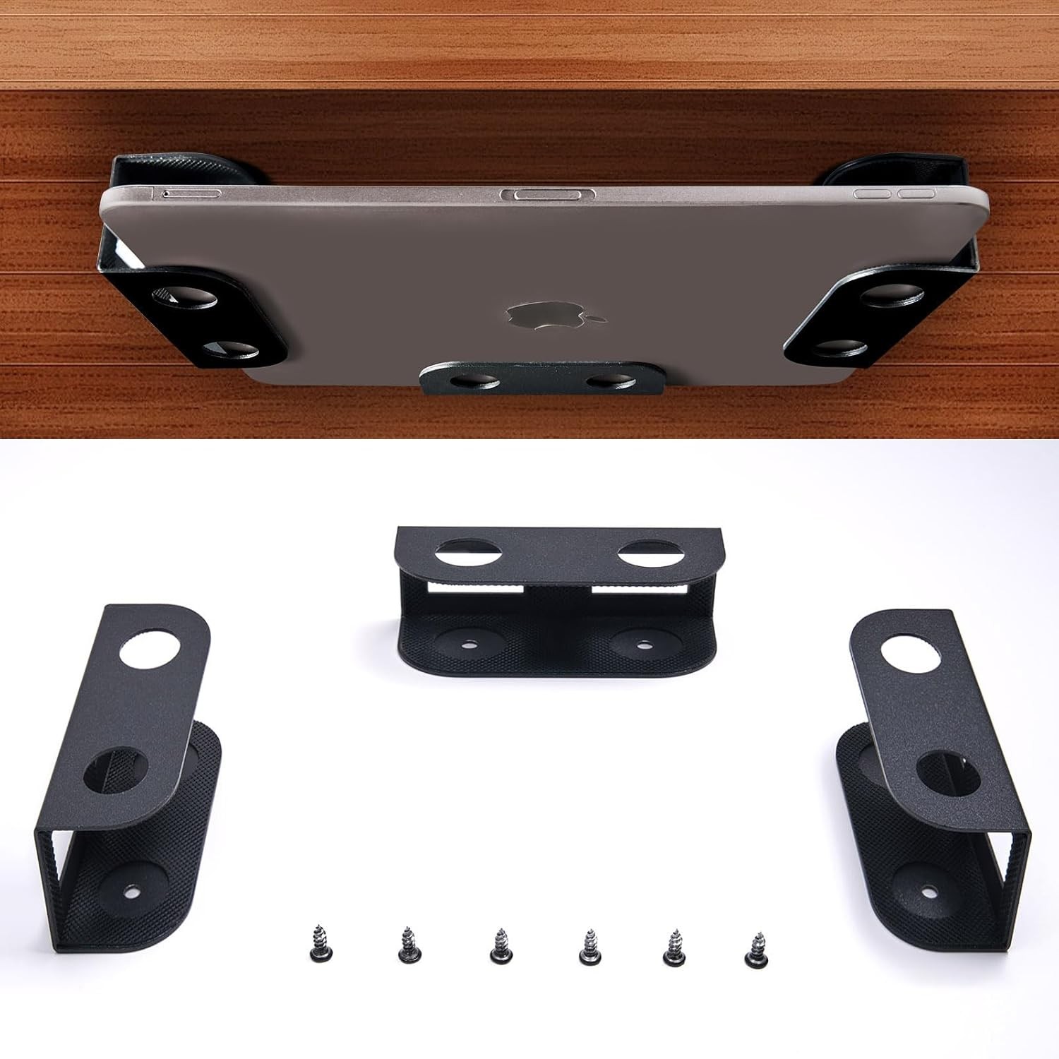 Under Desk Laptop Storage Mount, Metal Under Desk Device Holder, for Devices Up
