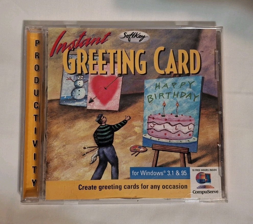 Instant Greeting Card SoftKey -CD ROM Windows 3.1 & 95 