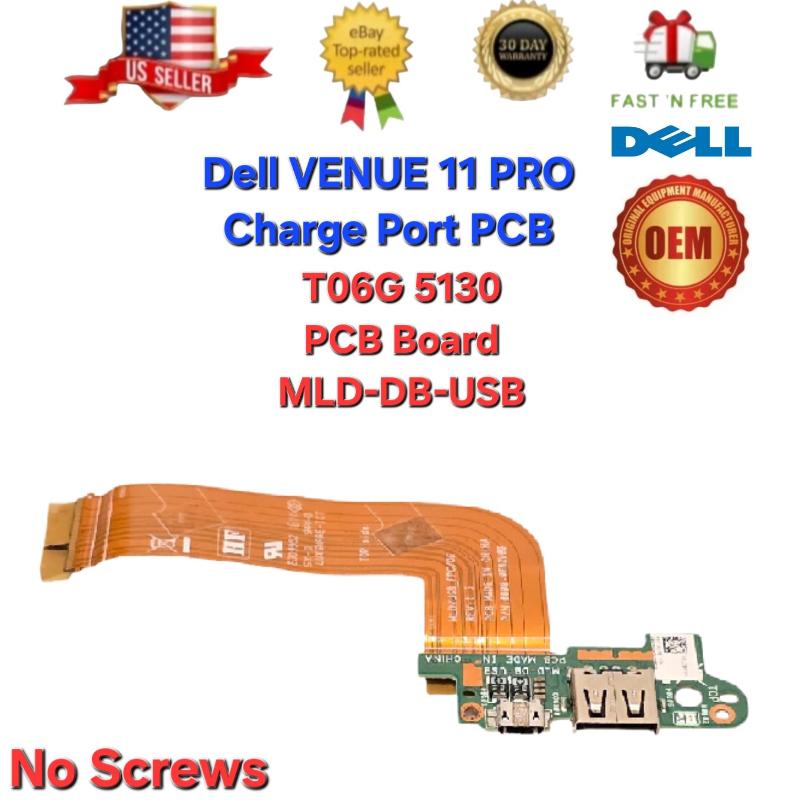 OEM Dell VENUE 11 PRO T06G 5130 Tablet Charge Charging Port PCB Board MLD-DB-USB