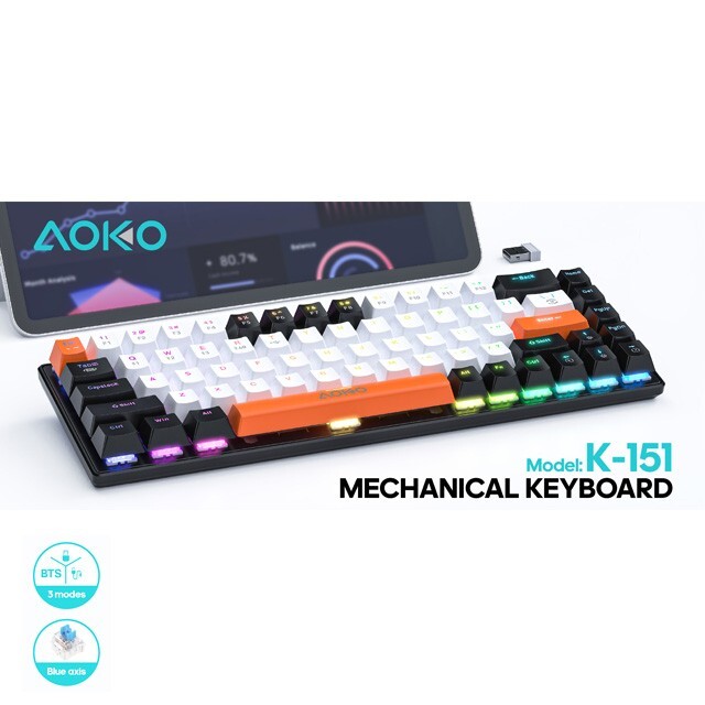 68-Key Wireless Mechanical Gaming Keyboard –  RGB Lighting, Minimalist Design