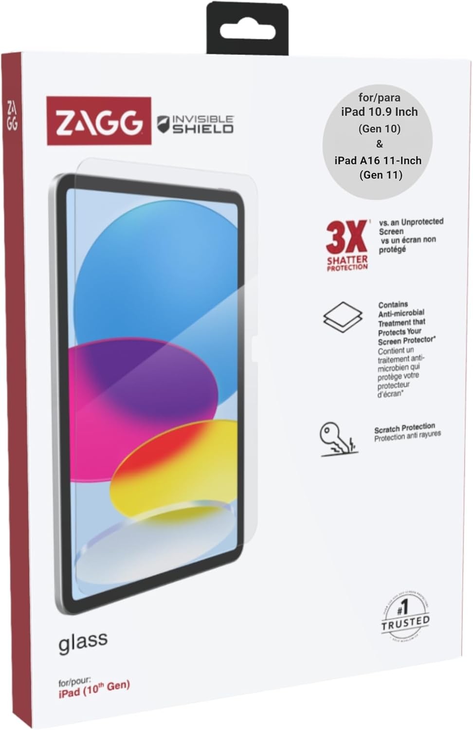 ZAGG InvisibleShield Glass Screen Protector for iPad 10.9 Inch - 3X Stronger