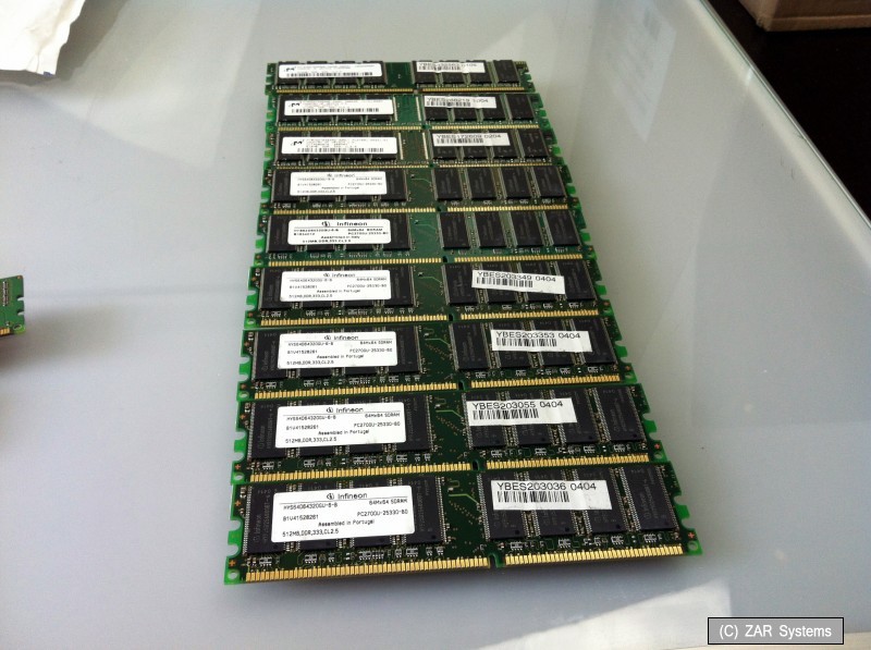512MB Infineon HYS64D64220GU-6-B DDR RAM PC2700 333MHz, MT8VDDT6464AG-335D1