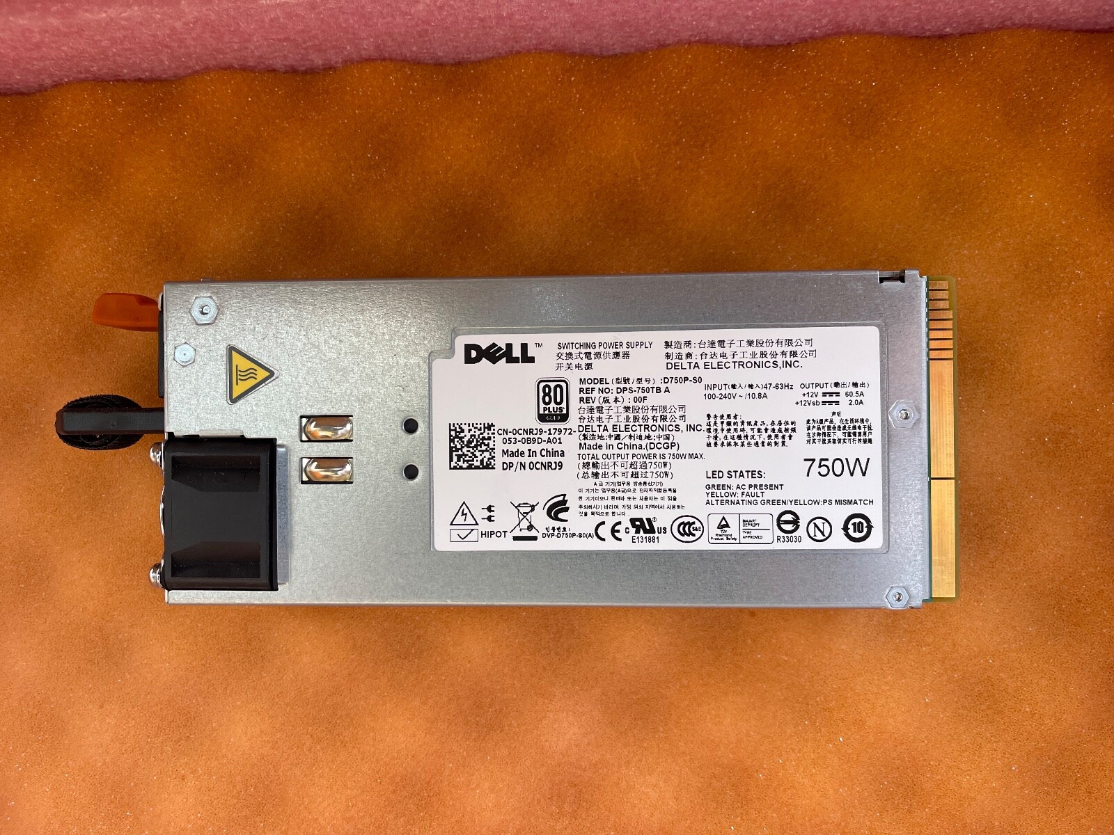 New Genuine Dell CNRJ9 PowerEdge 750W Power Supply D750P-S0 R510 T710 R810 R815