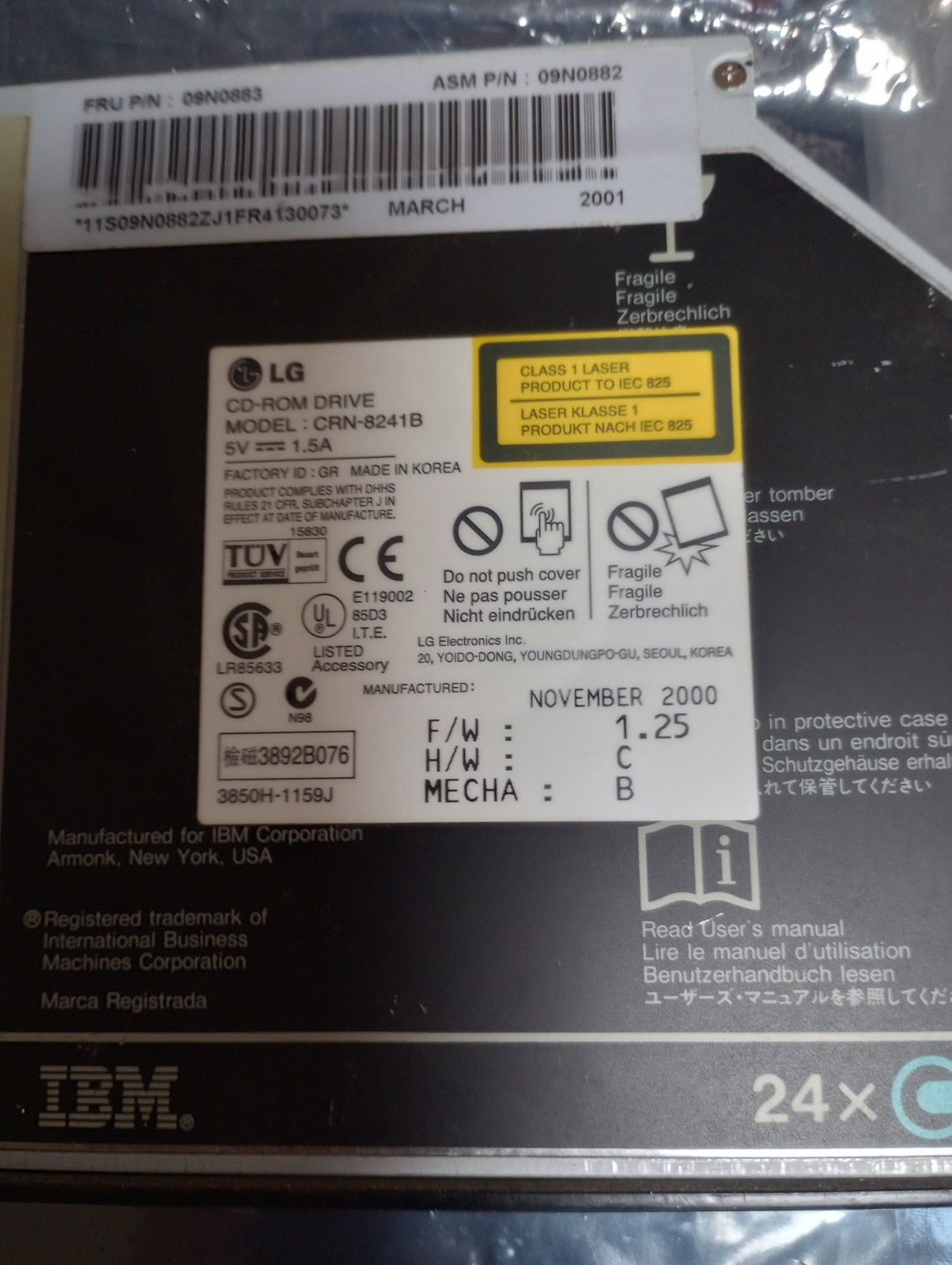 IBM Thinkpad 600, 600E, 600X Laptop 24X CD-ROM DRIVE 05K9267 CRN-8241B