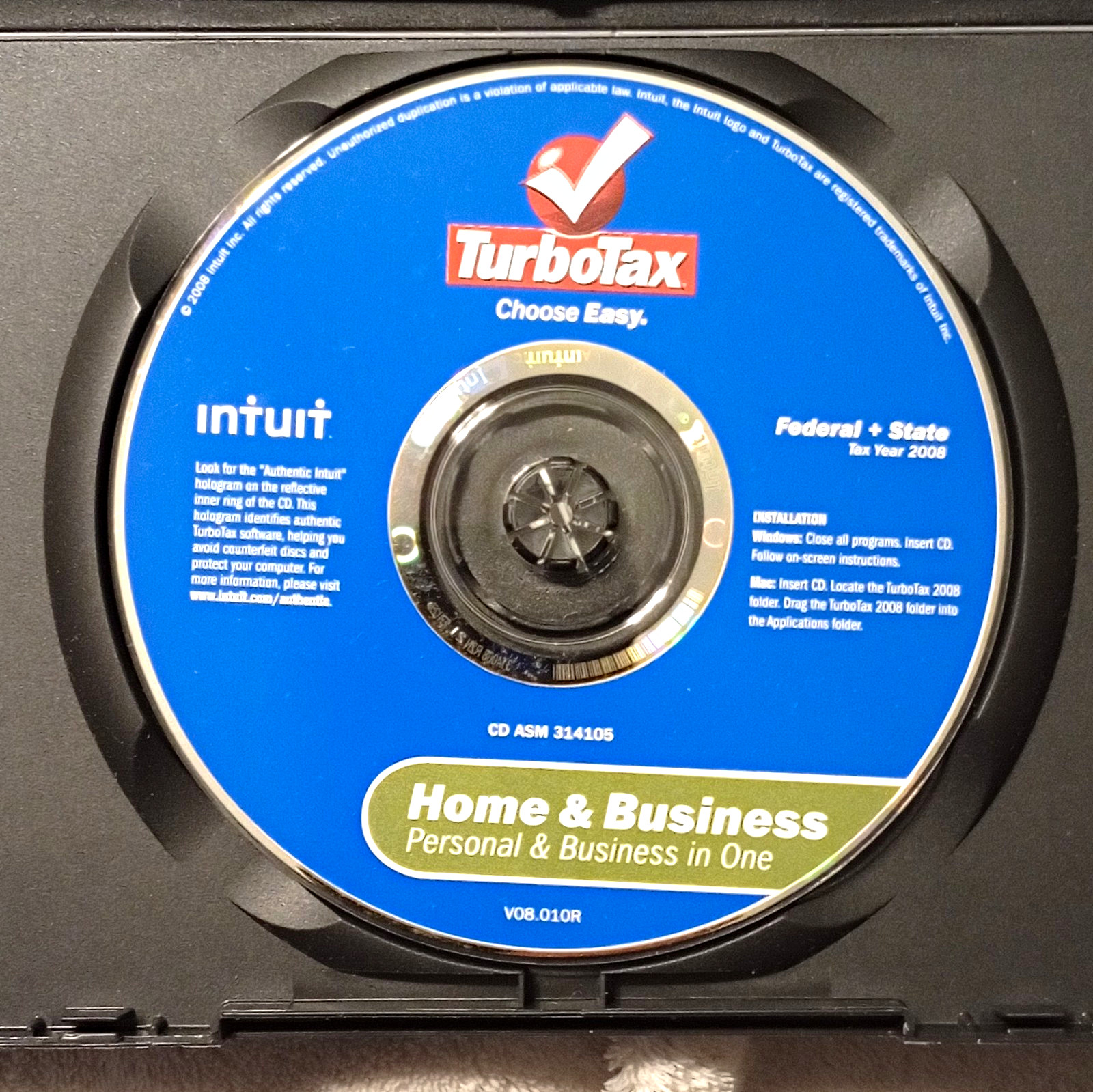 Intuit TurboTax Home & Business 2008 Federal + State Tax CD for Windows/Mac