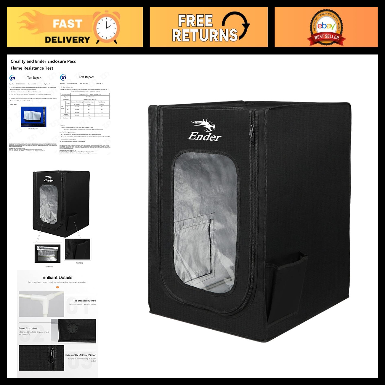 3D Printer Enclosure - Fireproof Dustproof Tent for Ender 3 Series & More
