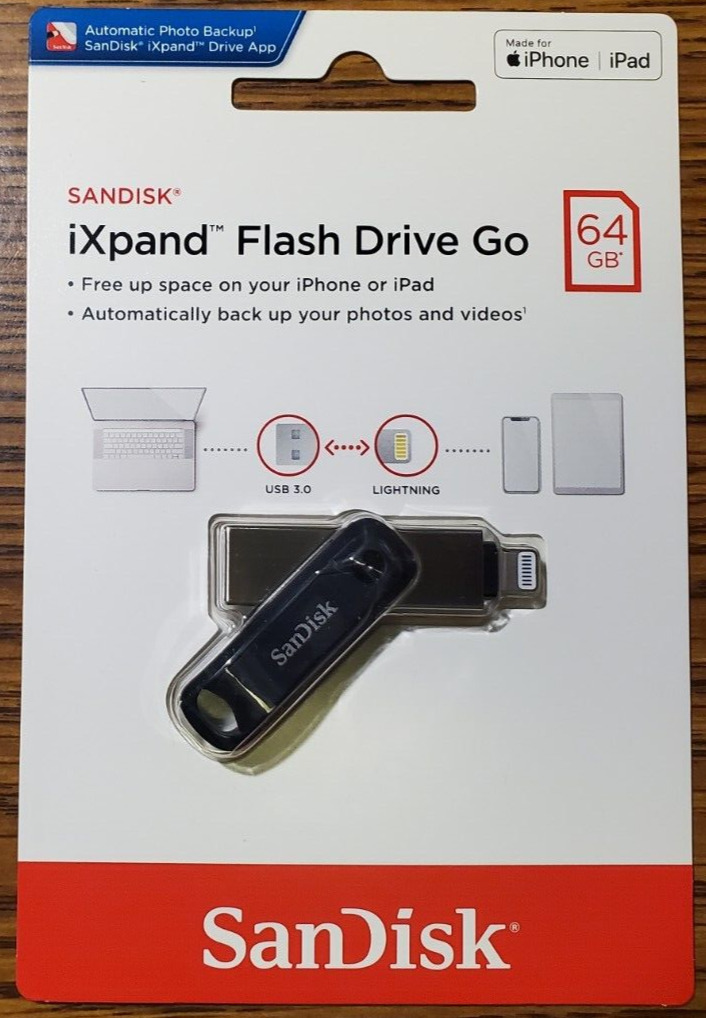 New Sealed Sandisk 64GB iXpand Flash Drive Go USB Lightning New York Shipper