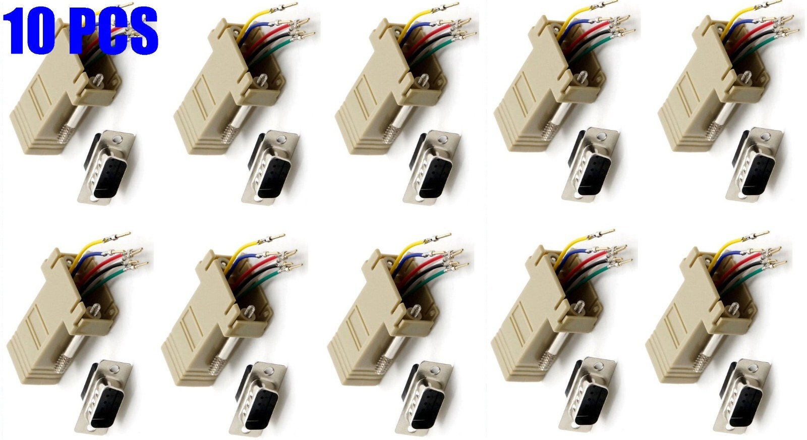10x PCS DB9 Male to RJ12/RJ11 Female Modular 6P6C Adapter Converter Telephone