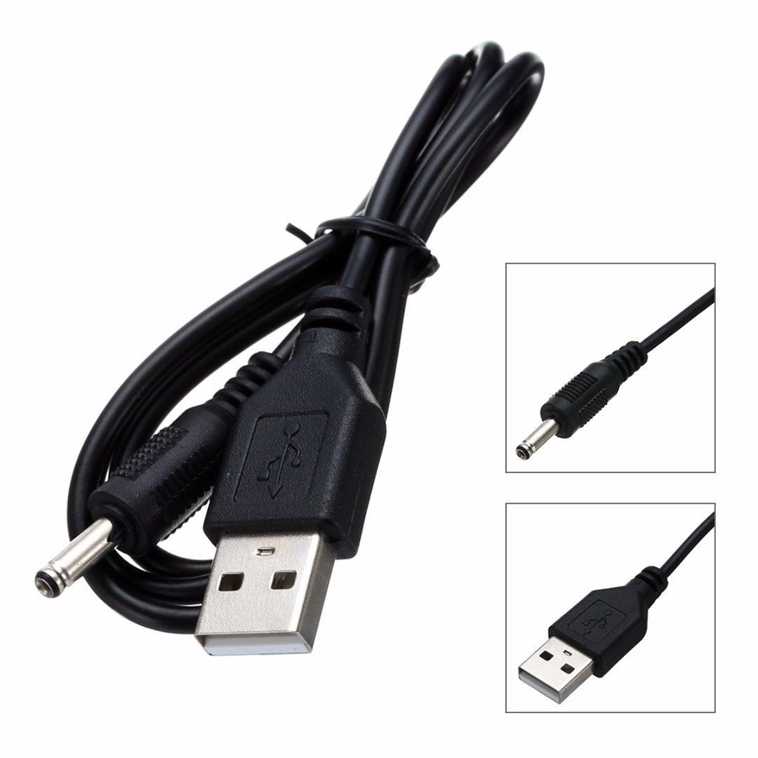 USB to 3.5mm x 1.35mm Barrel Connector 5V DC Power Cable Cord Jack Male US