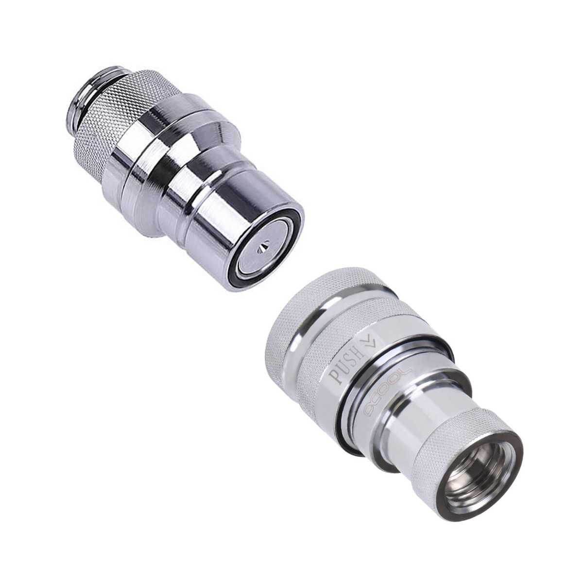 Alphacool Eiszapfen Quick Release Connector Set, Male to Female G1/4", Chrome