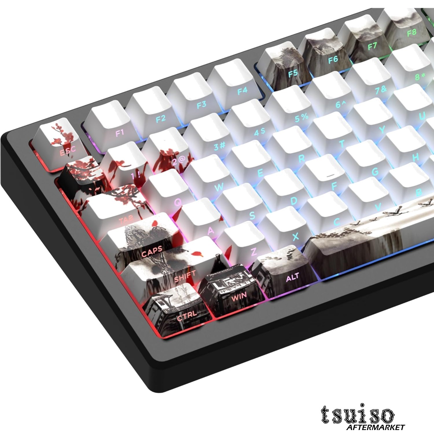 XVX Plum Blossom PBT Keycaps Set for 60%/75%/100% Keyboards - Shine & Durability