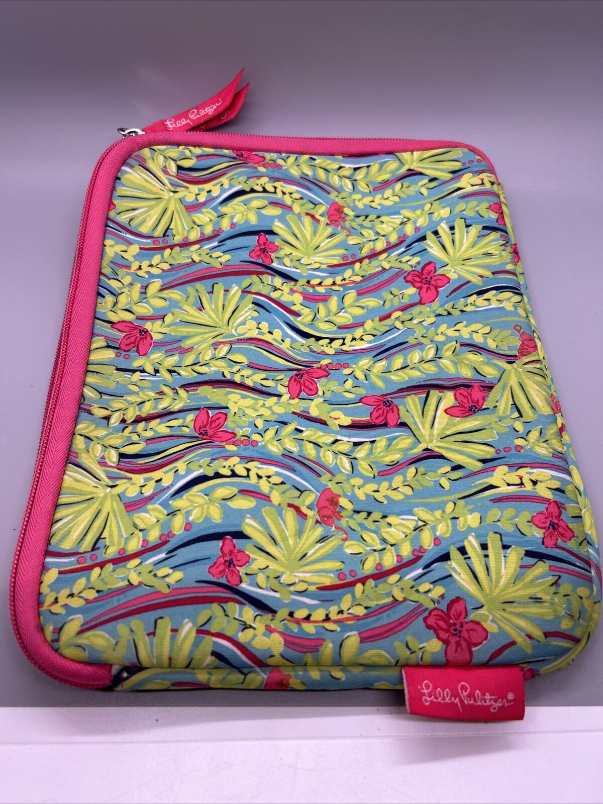 Lilly Pulitzer iPad Tablet Soft Case Pouch Zipper Floral Hot Pink 10x8