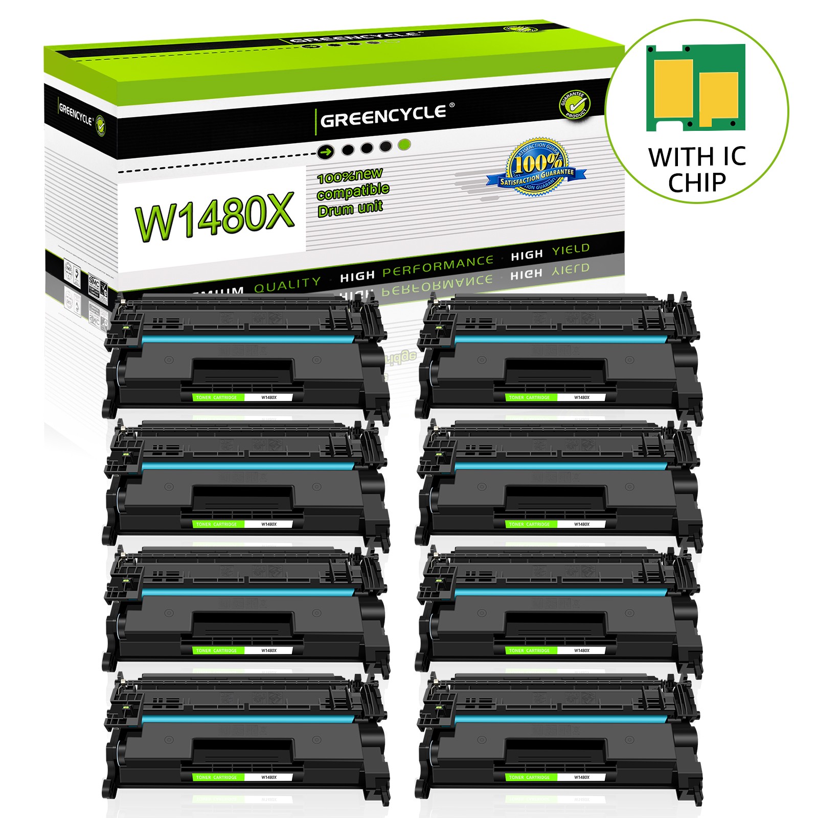 [New Chip] 8PC W1480X Toner Cartridge Fit for HP Pro 4001dn MFP 4101fdn 4101fdw