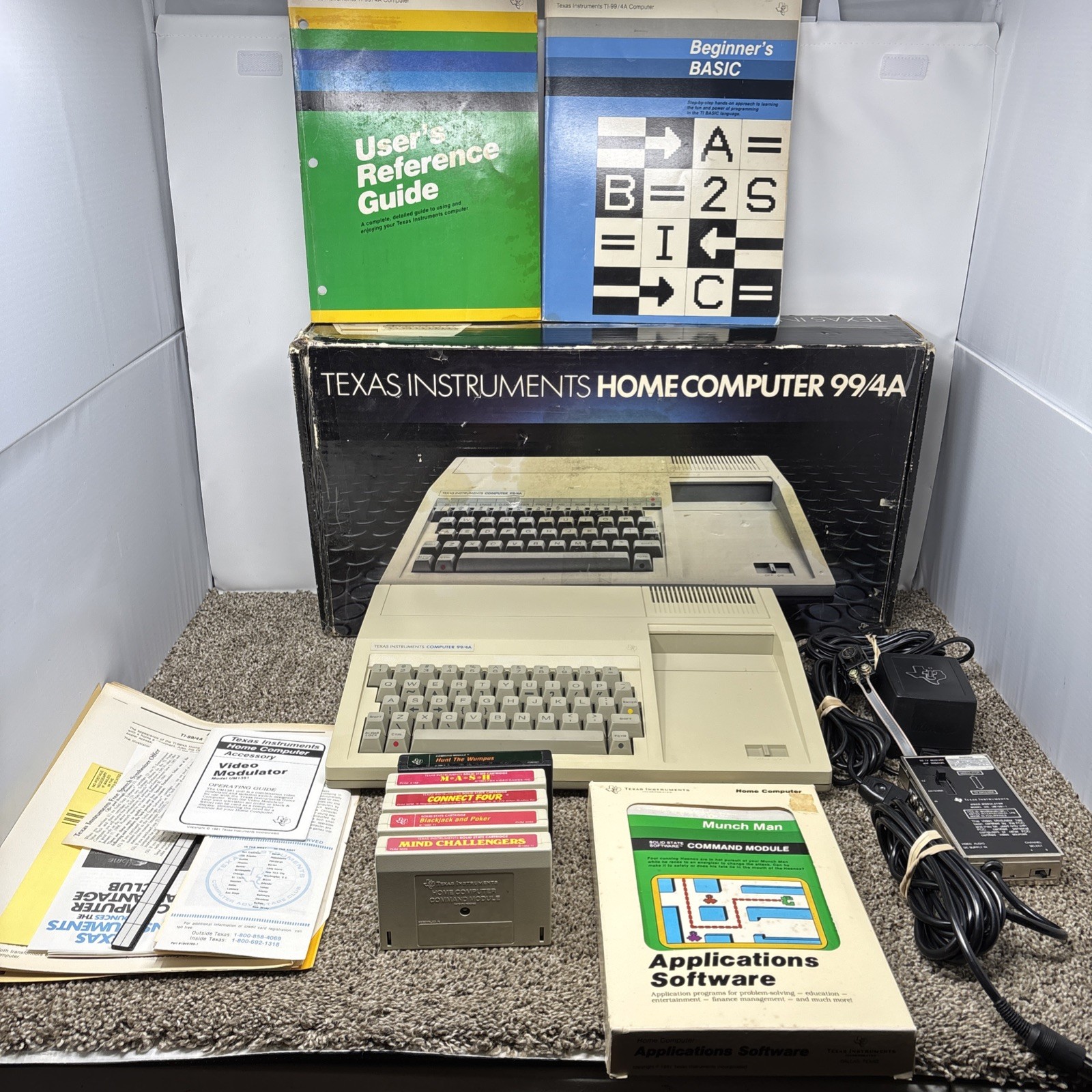 Texas Instruments TI-99/4A  Home Computer In Box TESTED With Cables Games