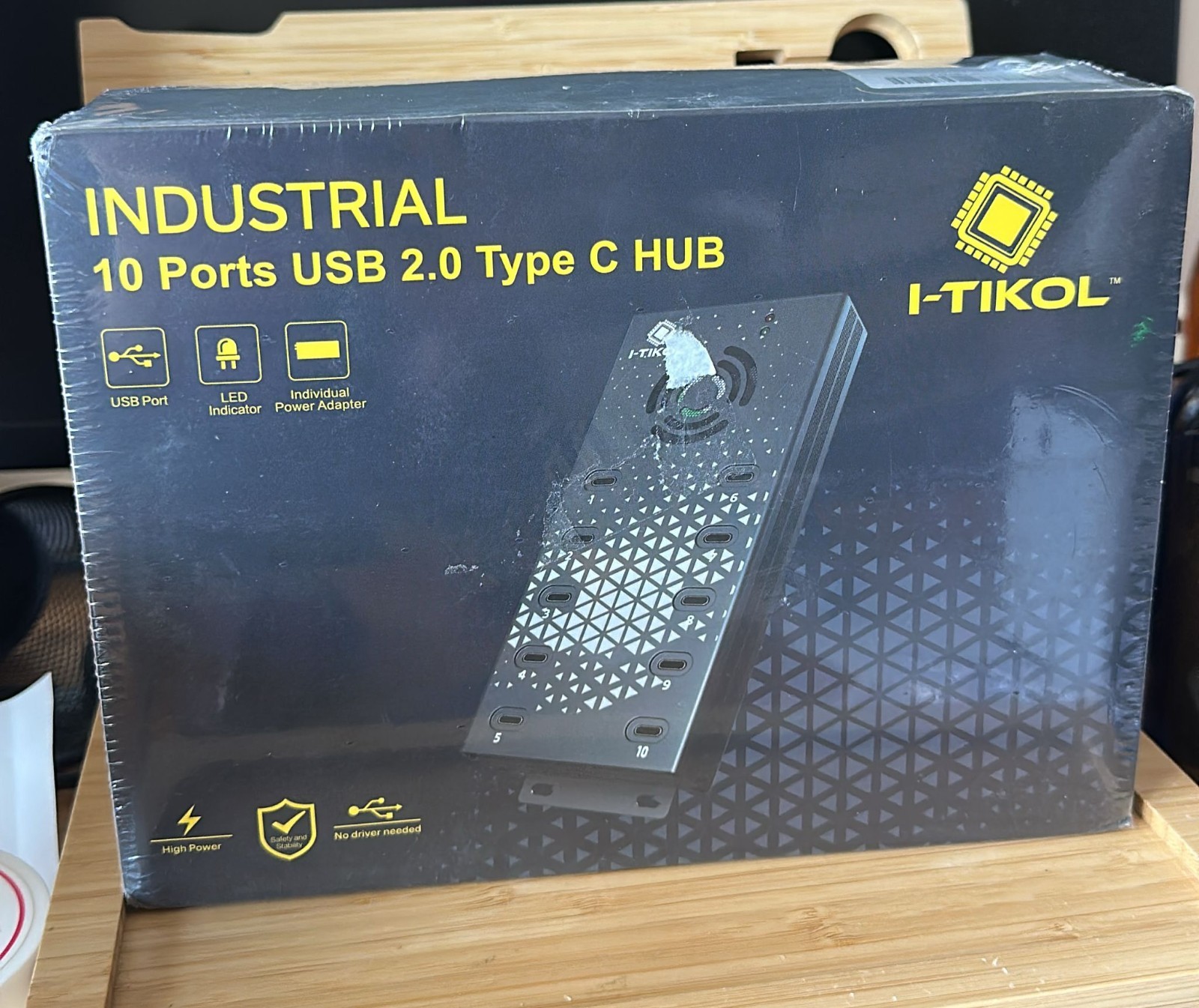 USB 2.0 Hub Type-C Multi Safety 10 Ports Powered, with AC Adapter, Aluminum U...