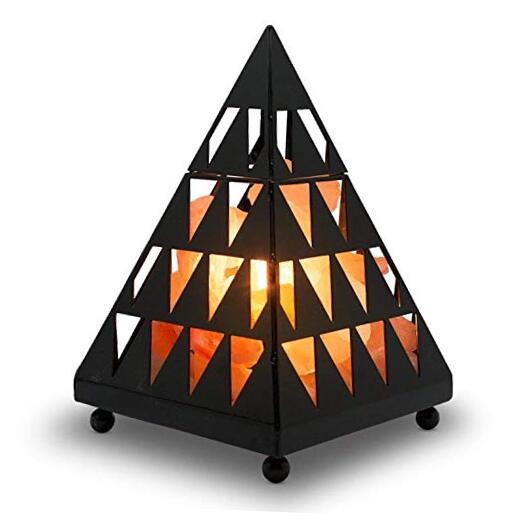 Pyramid Style Crystal Salt Night Light lamp with Pink Salt Chunks, Salt Lamp
