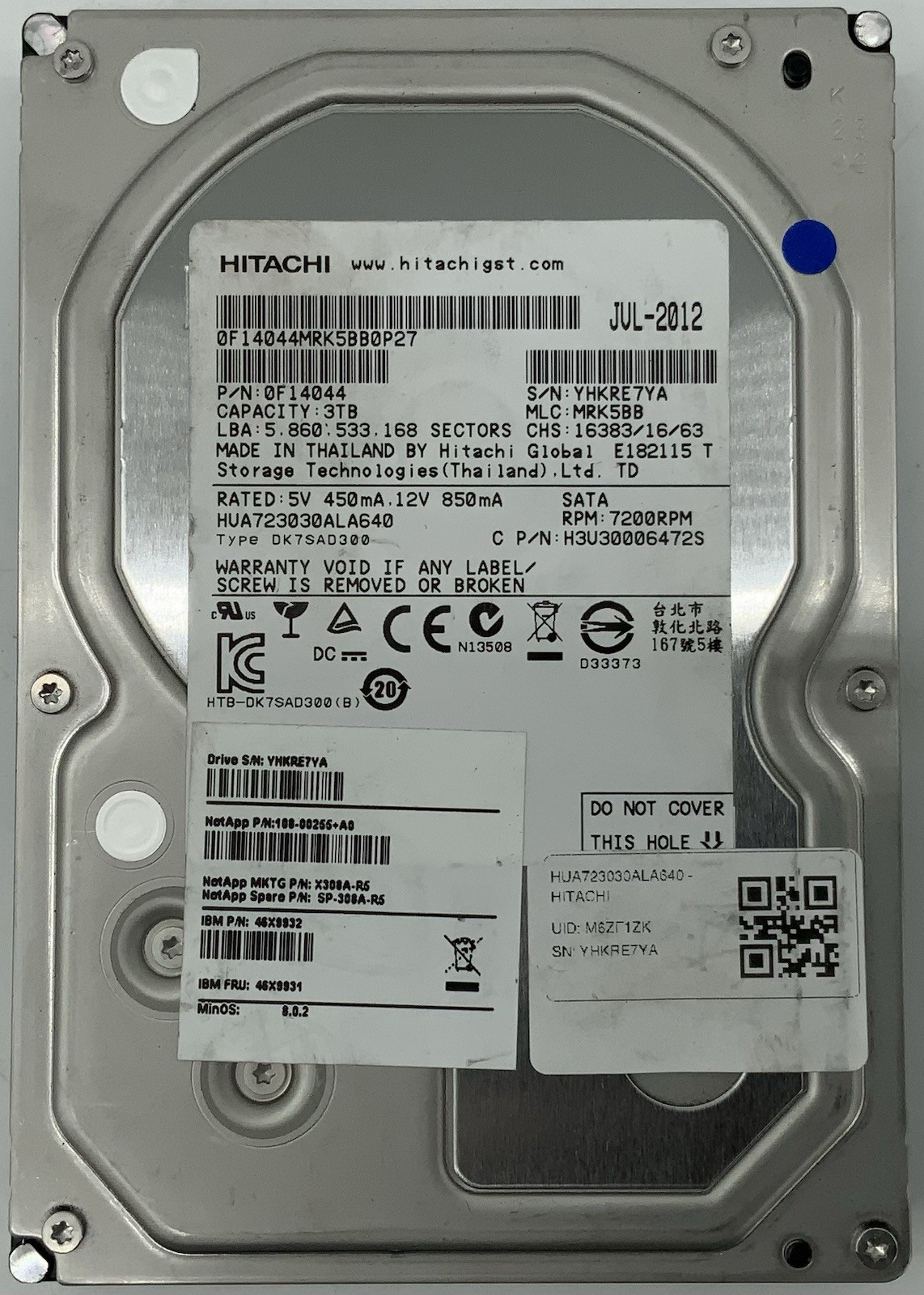 HGST HUA723030ALA640 3TB SATA 7200 RPM 3.5 in Enterprise HDD | 0F14044 (100%)