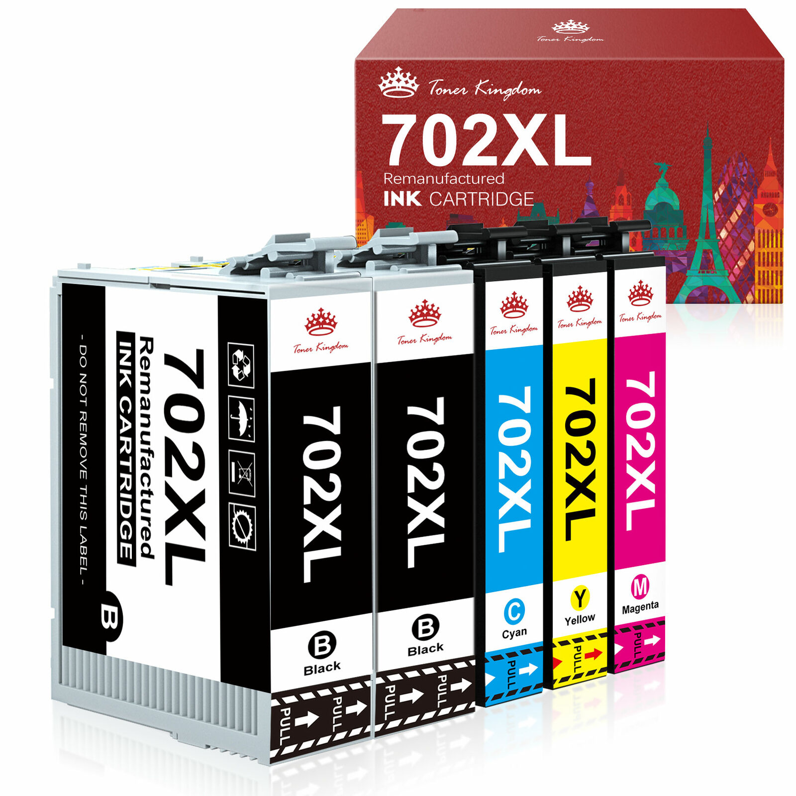 5 Pack 702XL T702XL Ink Cartridges For Epson Workforce Pro WF3720 WF3733 WF3730