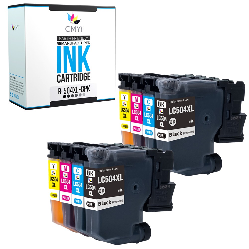CMYi 8-Pack Compatible LC504XL Printer Ink Cartridges fit Brother MFC-J1365DW
