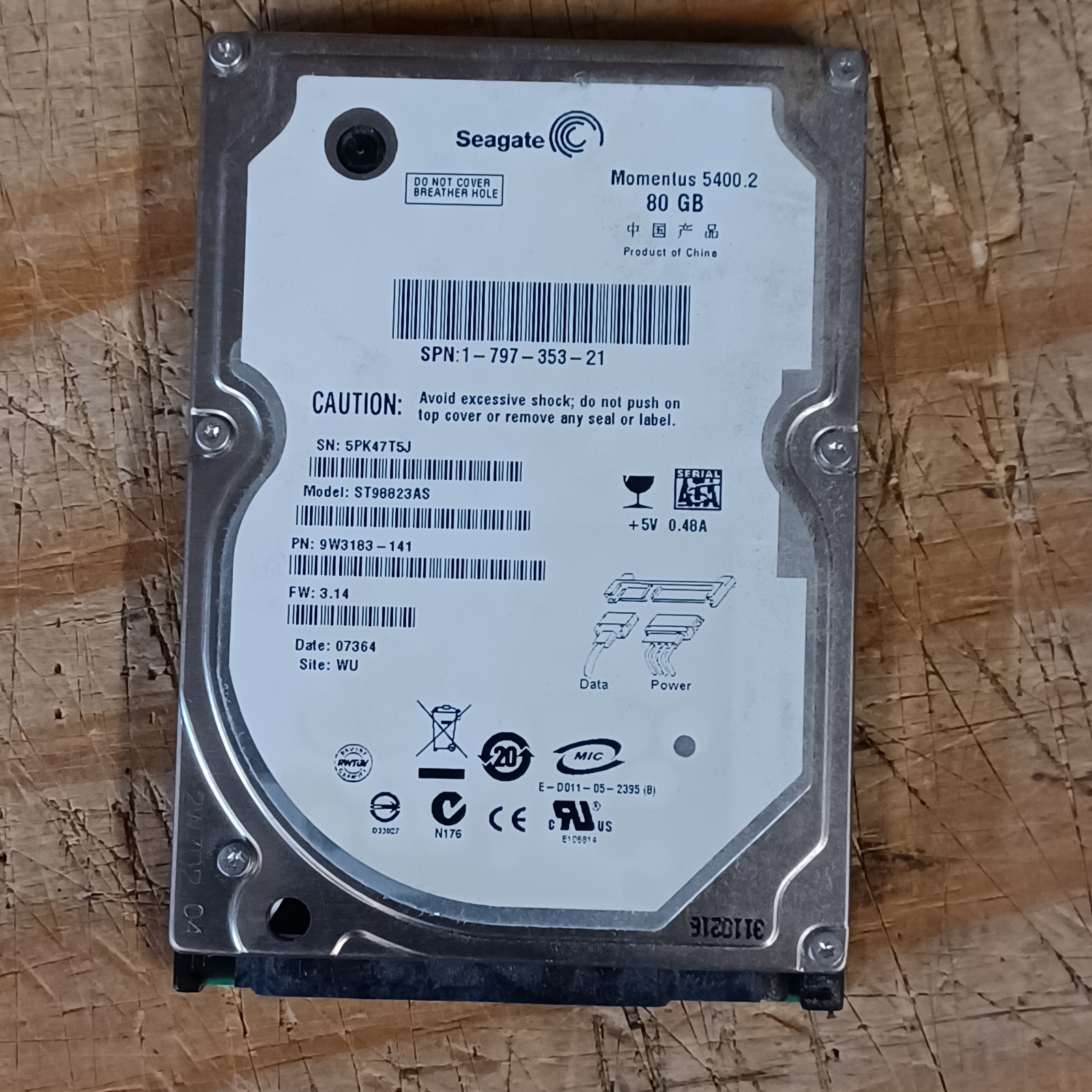 Seagate Momentus 5400.2 80 GB Internal 5400 RPM 2.5" (ST9808211A) HDD