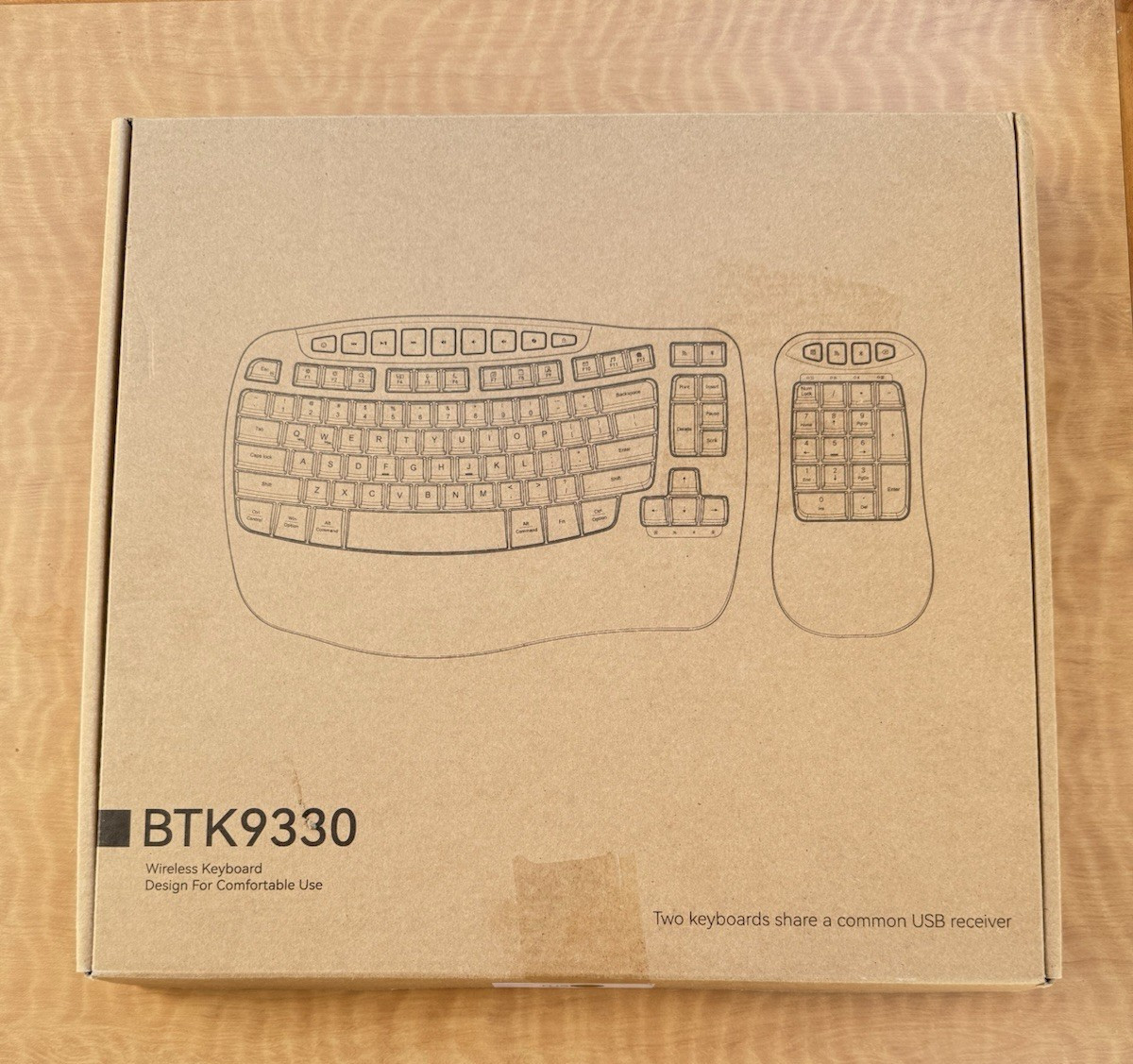 MEETION BTK9330 Ergonomic Wireless Keyboard & Keypad 2.4G Bluetooth OB