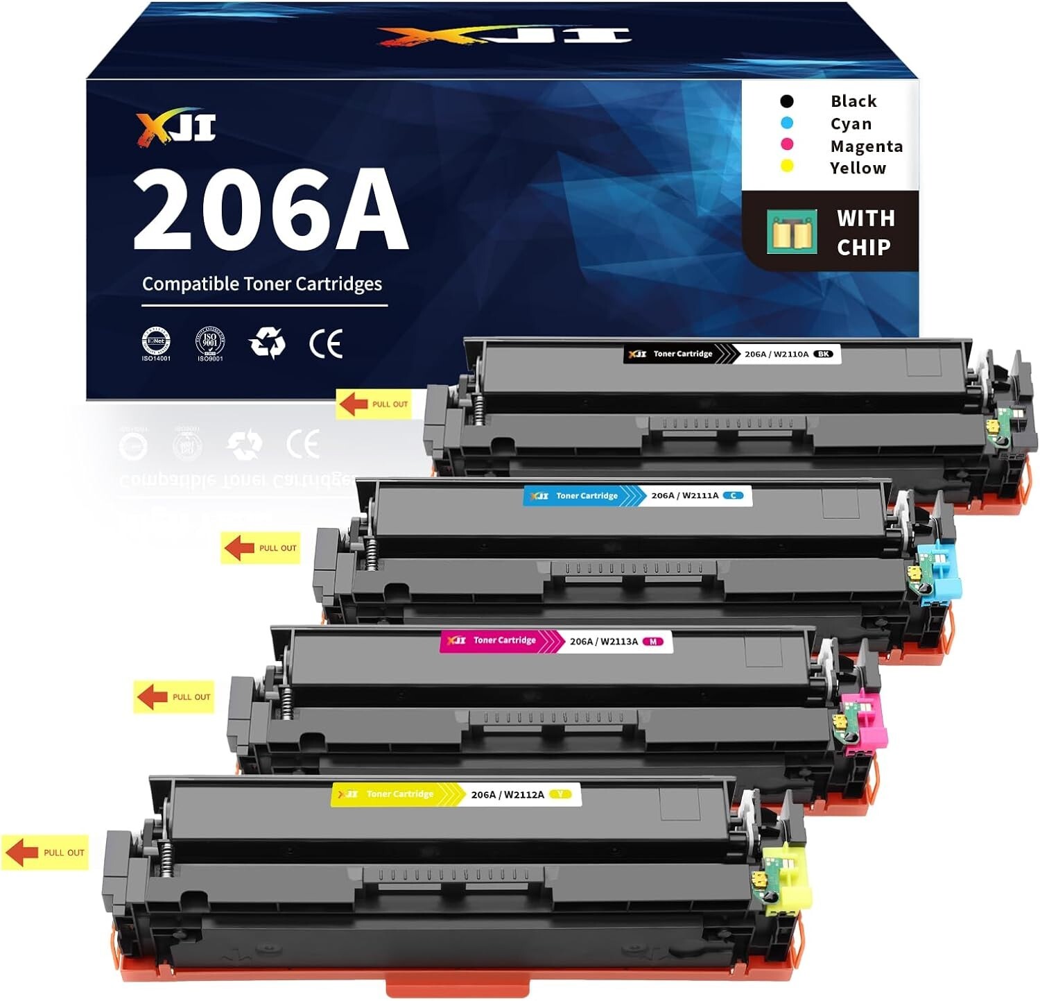XJI 206A(with Chip) Compatible Toner Cartridges Replacement for HP 206 A X 20...
