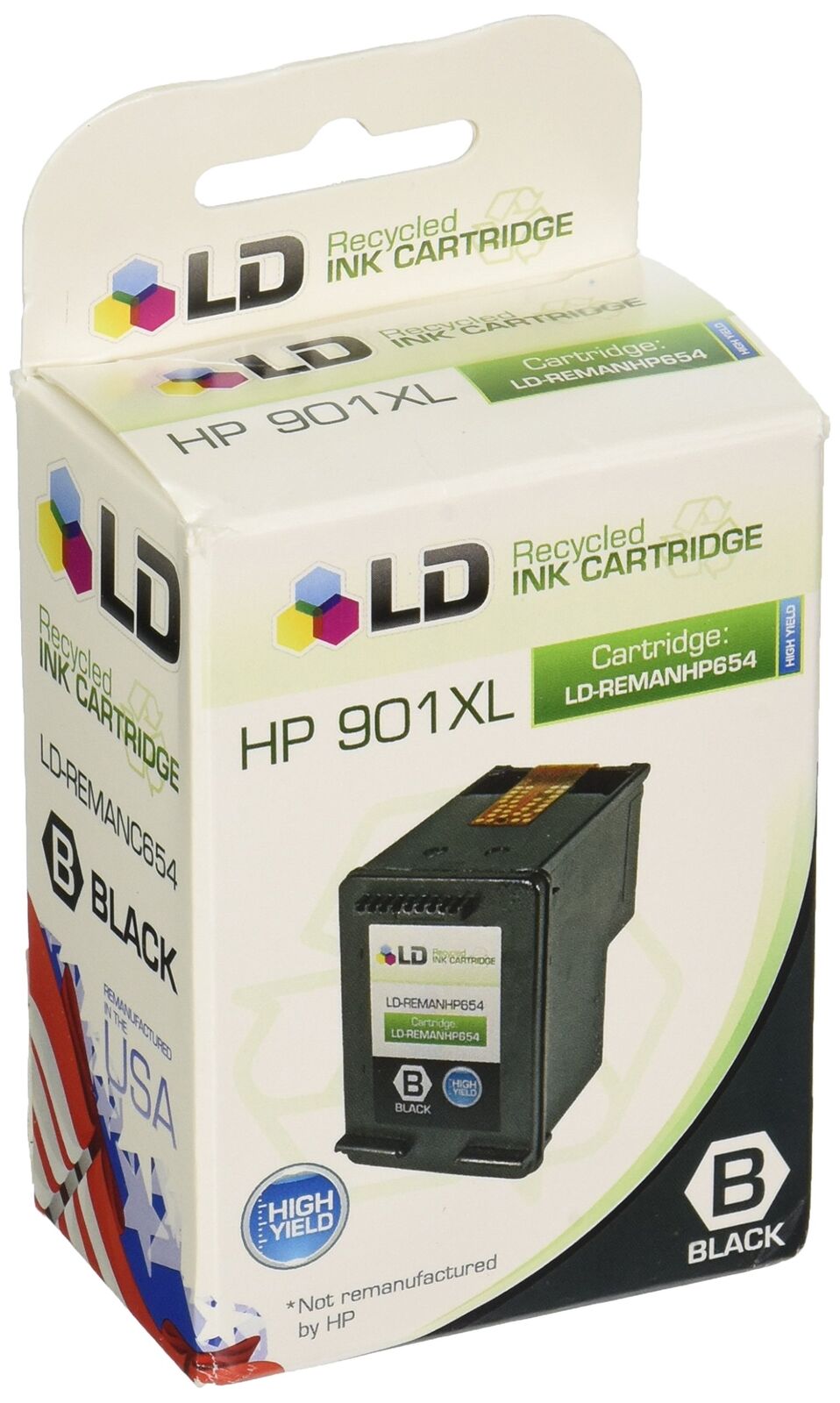 LD Reman Replacement Ink Cartridges for HP CC654AN HP 901XL HY Black 3pk