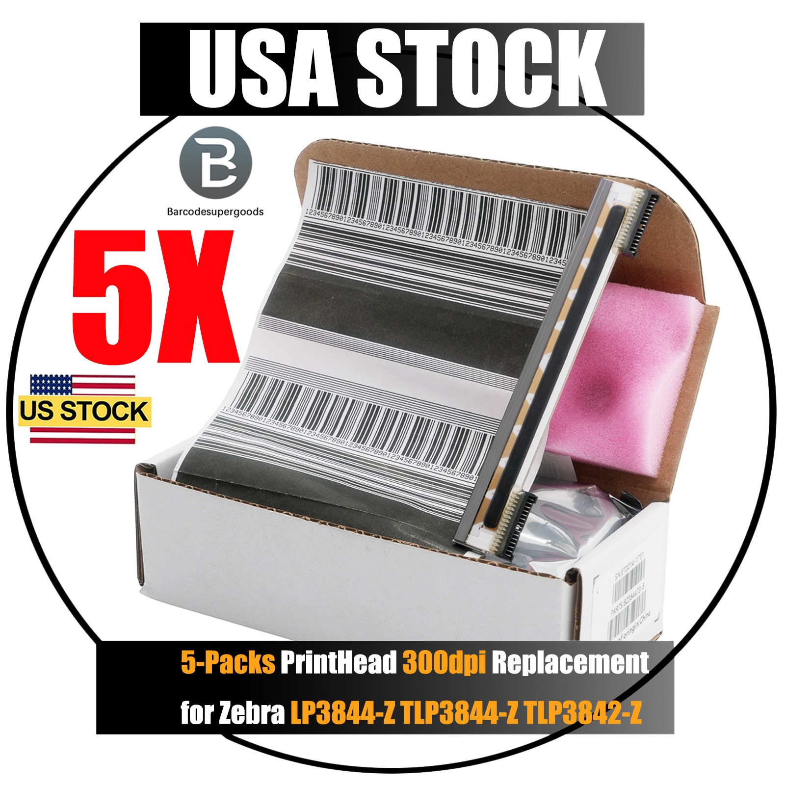 5-packs Printhead for Zebra TLP3842 TLP3844-Z TLP3844 300dpi G105910-155