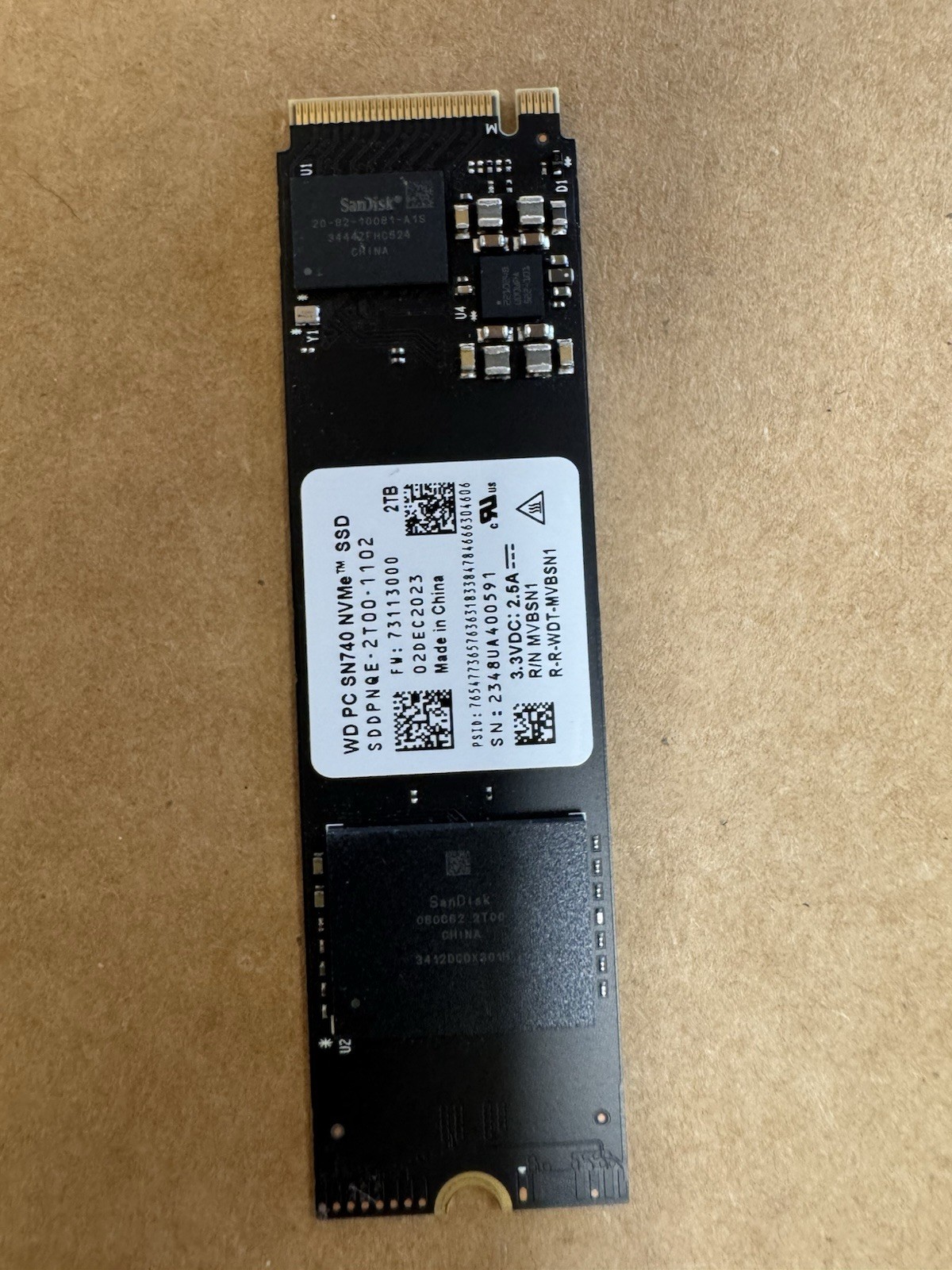 WD PC SN740 2TB M.2 2280 NVMe PCIe Gen4x4 SSD SDDPNQE-2T00-1102 Tested