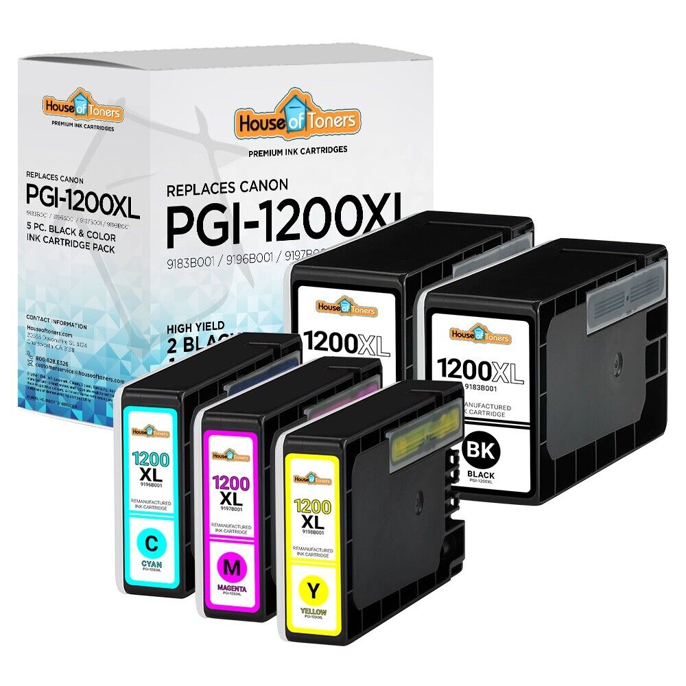 5pk PGI-1200XL PGI1200XL Ink Cartridges for Canon Maxify MB2320 MB2720 Printers