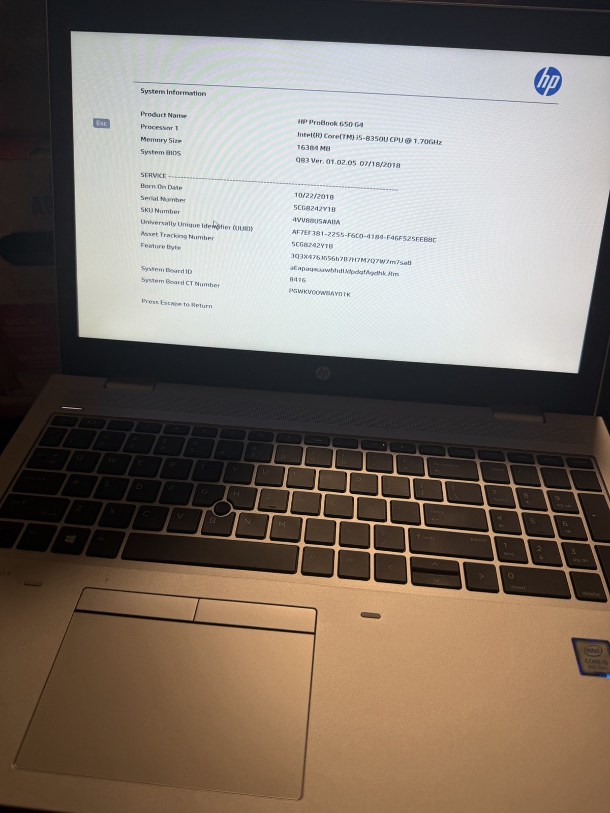 HP 5VC00UT#ABA ProBook 450 i5-8265U 16GB RAM 128GB SSD - Silver