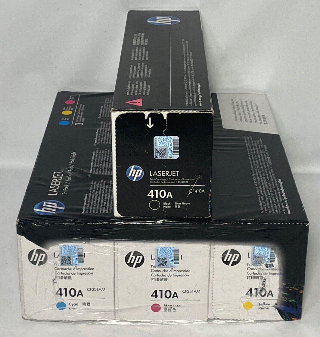 New Genuine HP 410A Toner Cartridges Set CF410A CF411A CF412A CF413A