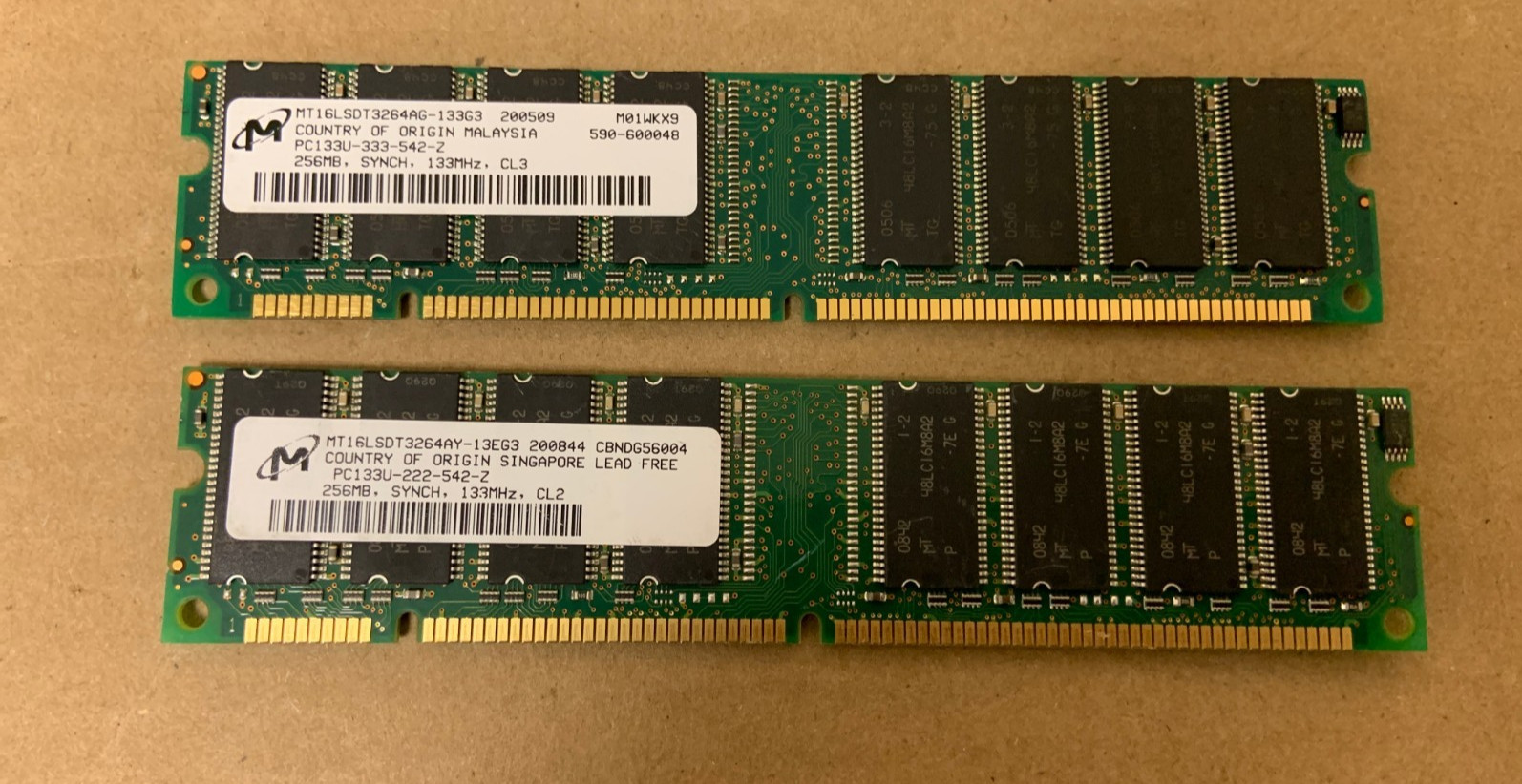 Micron 512MB (2X256MB) PC133 133MHz 168Pin Desktop SDRAM Memory Ram NON-ECC