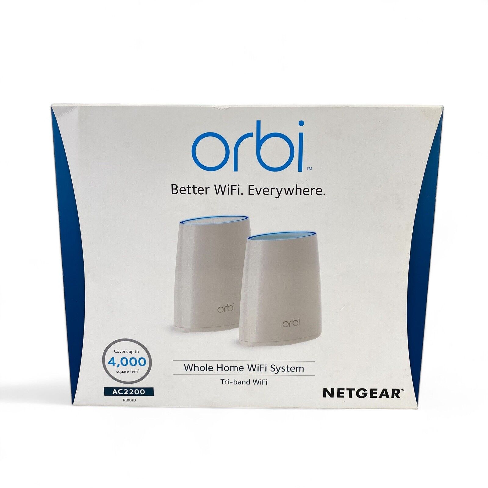 Netgear Orbi RBK40 AC2200 Whole Home Tri-Band WiFi System Used In Box