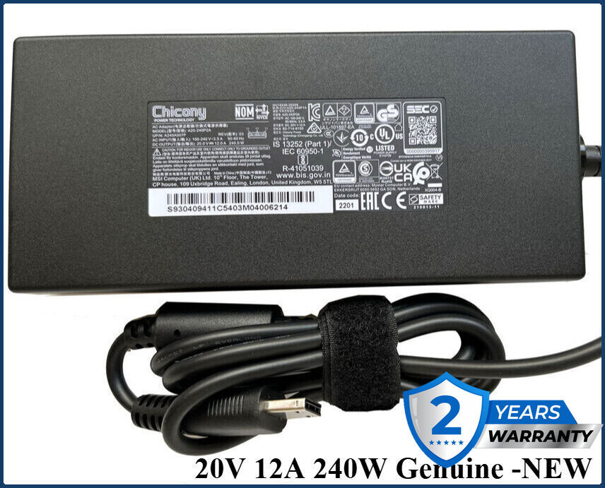 Original 240W Laptop Adapter for MSI GE76 Raider 11UE-046, GE76 Raider 11UE-1056
