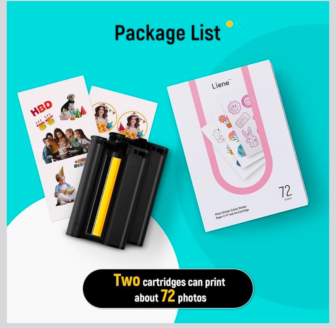3 Pack Liene PixCut S1 Sticker Paper 4x7 + Ink Cartridge 72 Sheets Each NEW