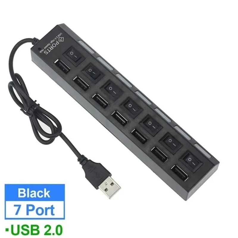 High Speed 4 7 Port USB Hub 2.0 Adapter Expander Multi USB Splitter PC Dock