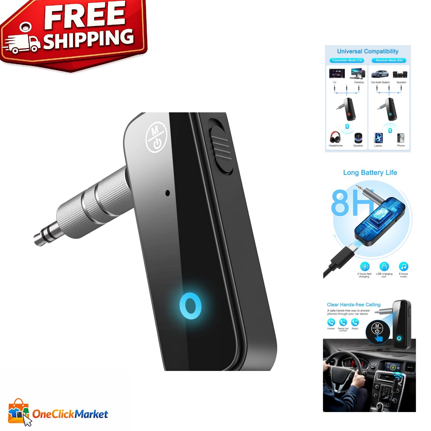 High-Quality Bluetooth 5.4 Receiver & Transmitter - Ideal for Cars & Speakers