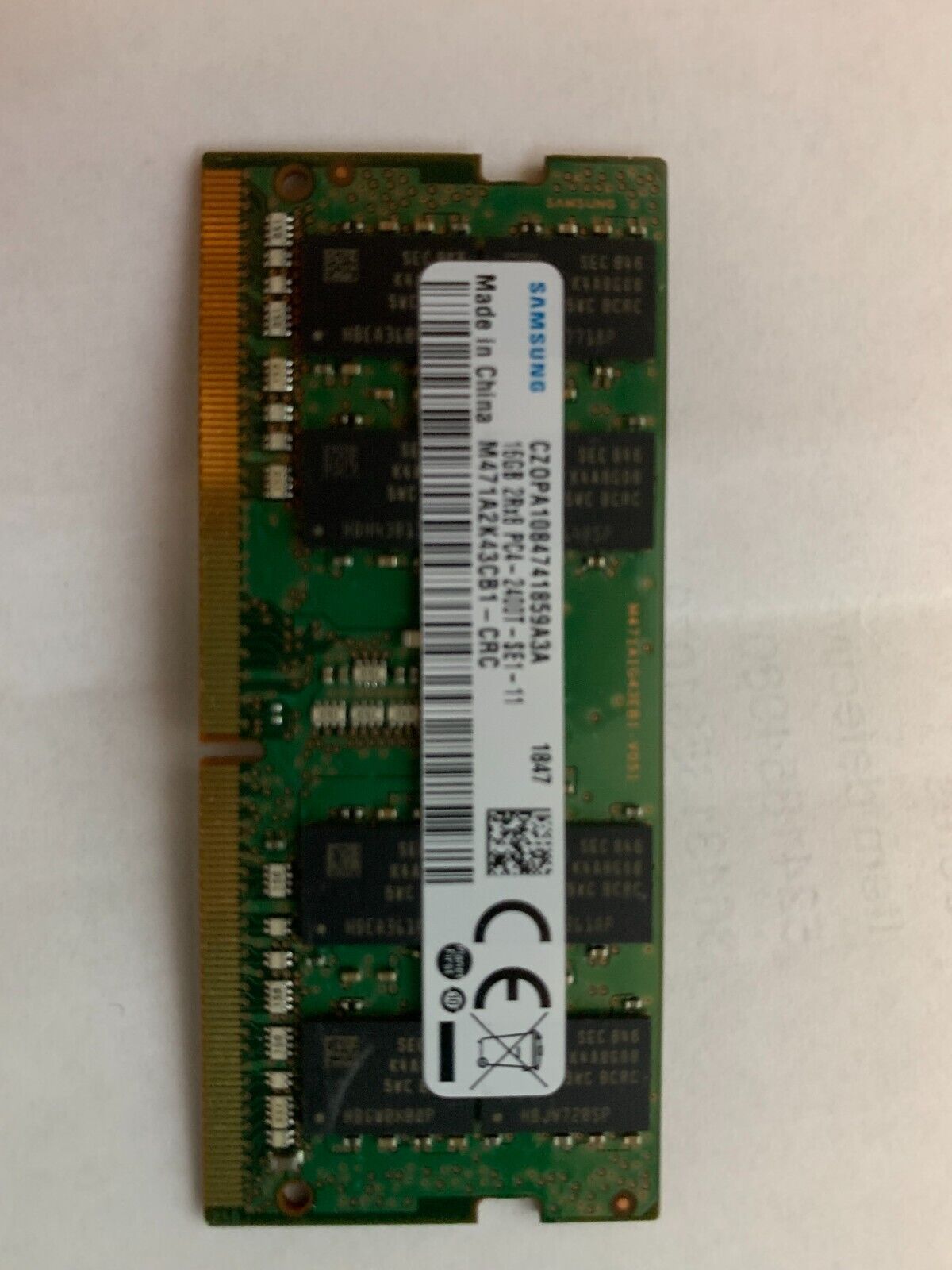 Samsung 16GB(1x16GB) 2Rx8 PC4-2400T SODIMM LAPTOP MEMORY M471A2K43BB1