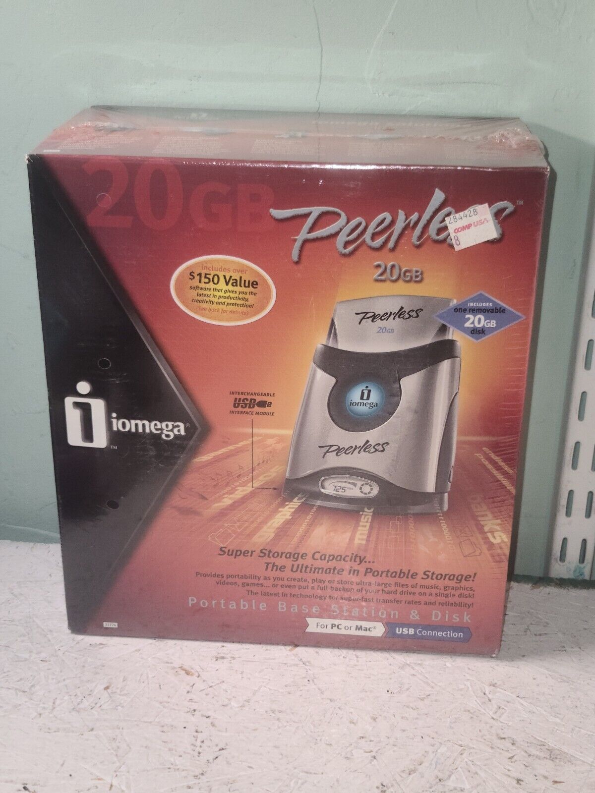 Iomega Peerless 20GB Portable Base Station & Disk New Sealed PC or Mac USB Conne