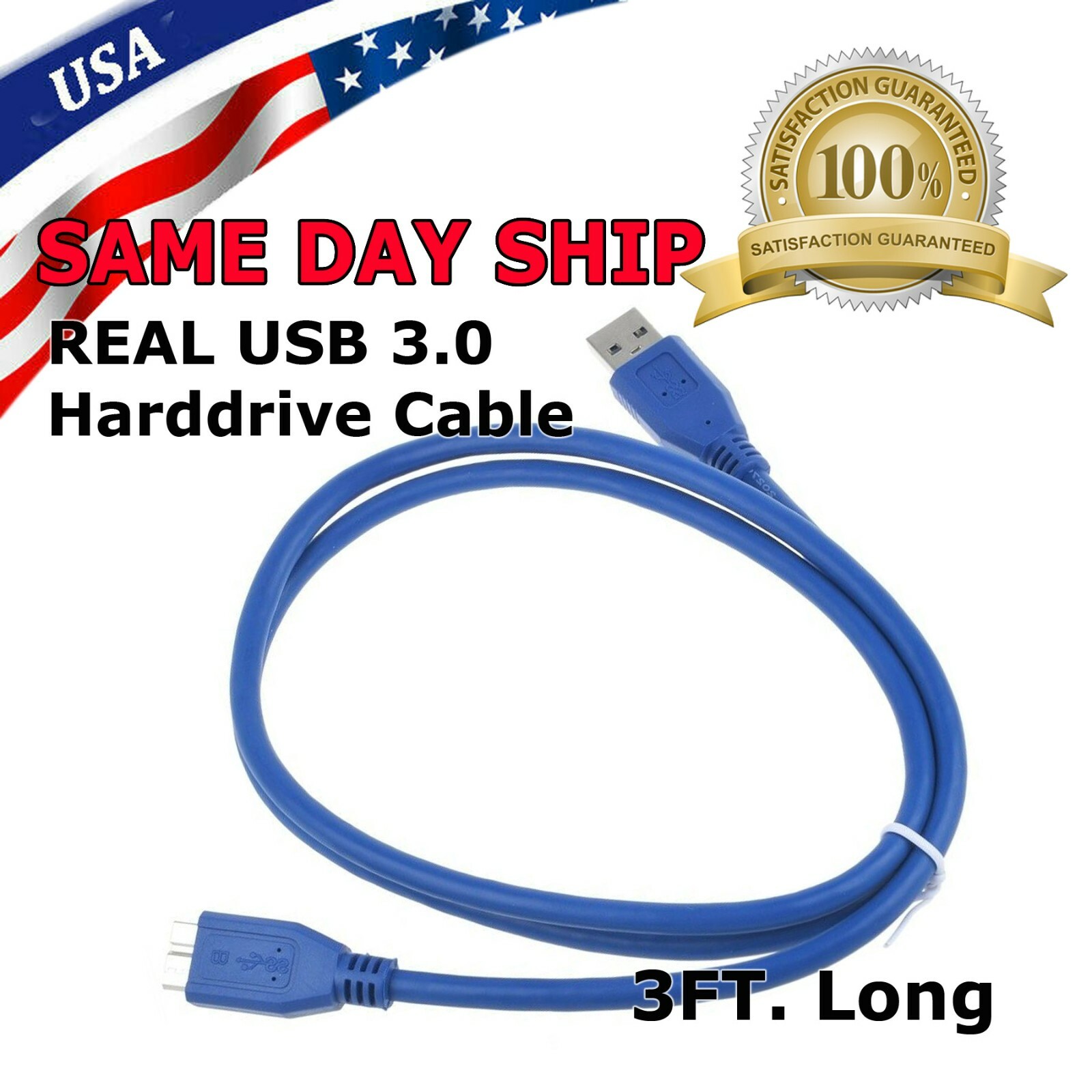 3FT Micro USB 3.0 Cable for Western Digital WD My Book External HDD Hard Drive